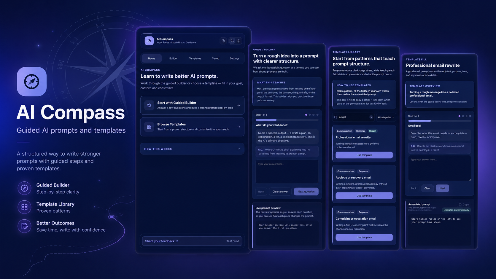 AI Compass — guided prompt-building interface